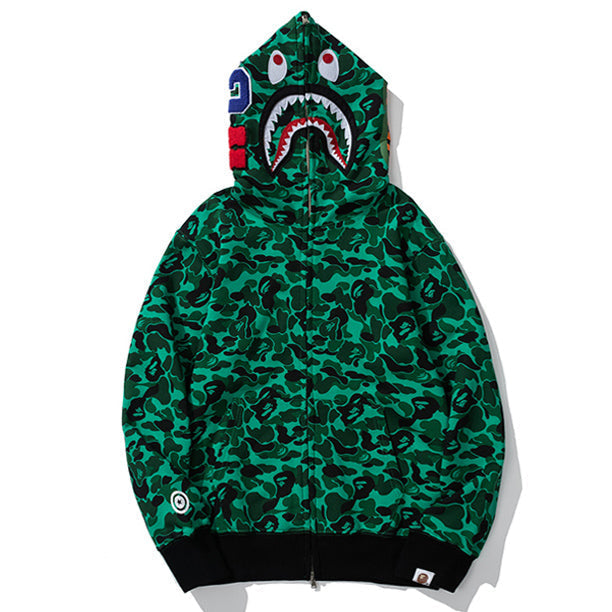 BAPE Green Camo Shark Zipper Hoodie - image 3