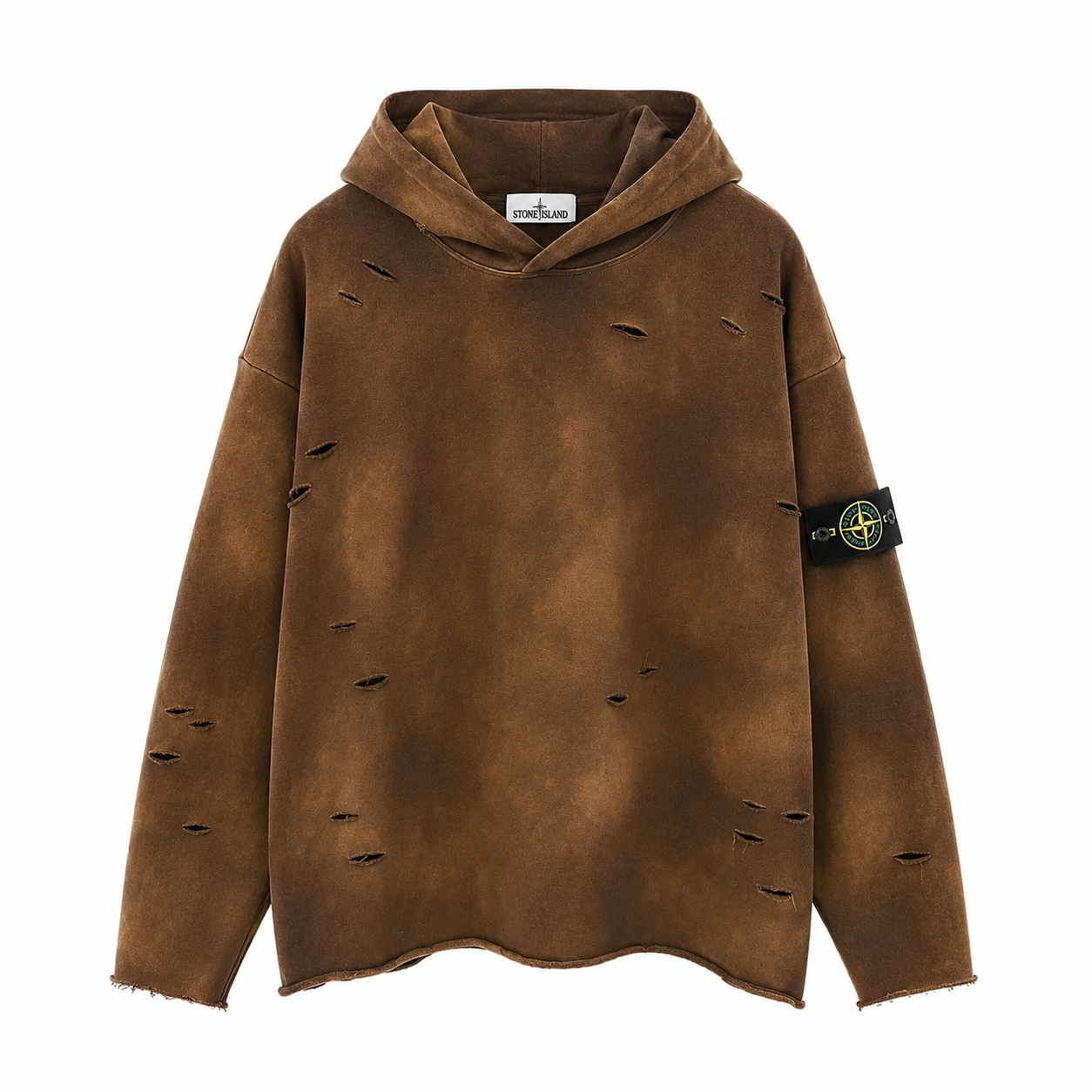 Stone Island 650g Tie-Dye Distressed Pullover Hoodie