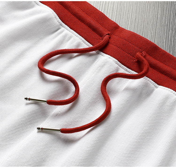 Thom Browne Style Athletic Cotton Shorts with Signature Four-Bar Detail - Image 5