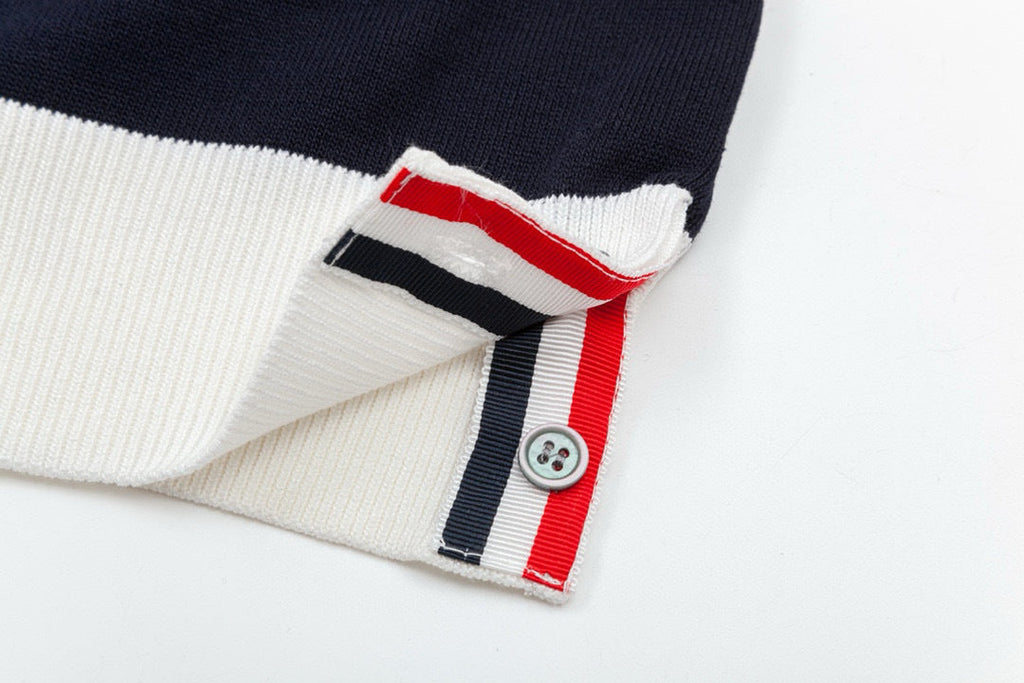 Four-Bar Stripe Knit Tee by Thom Browne, product detail view