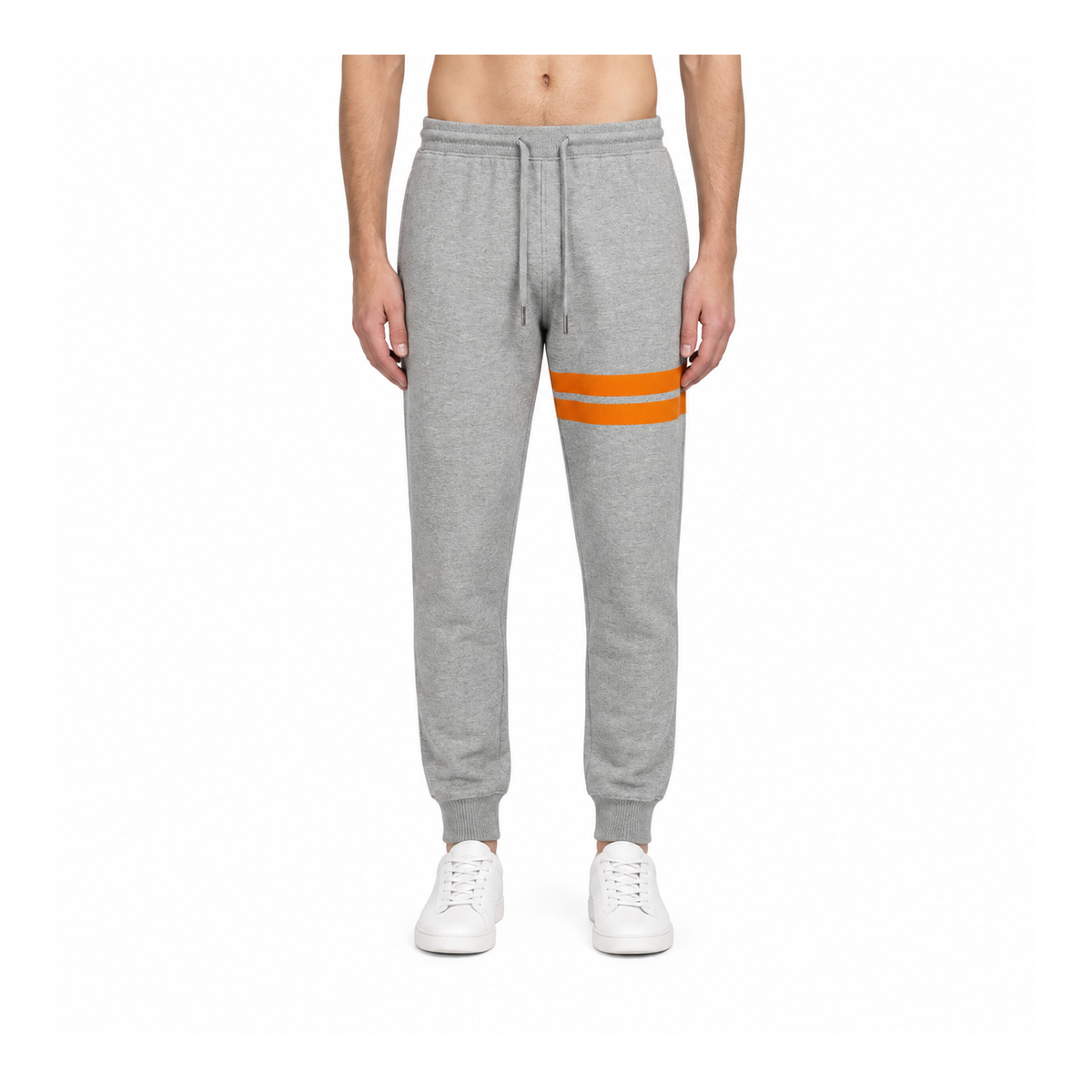 Thom Browne Style Casual Unisex Sweatpants with Signature Four-Bar Detail - Main Image