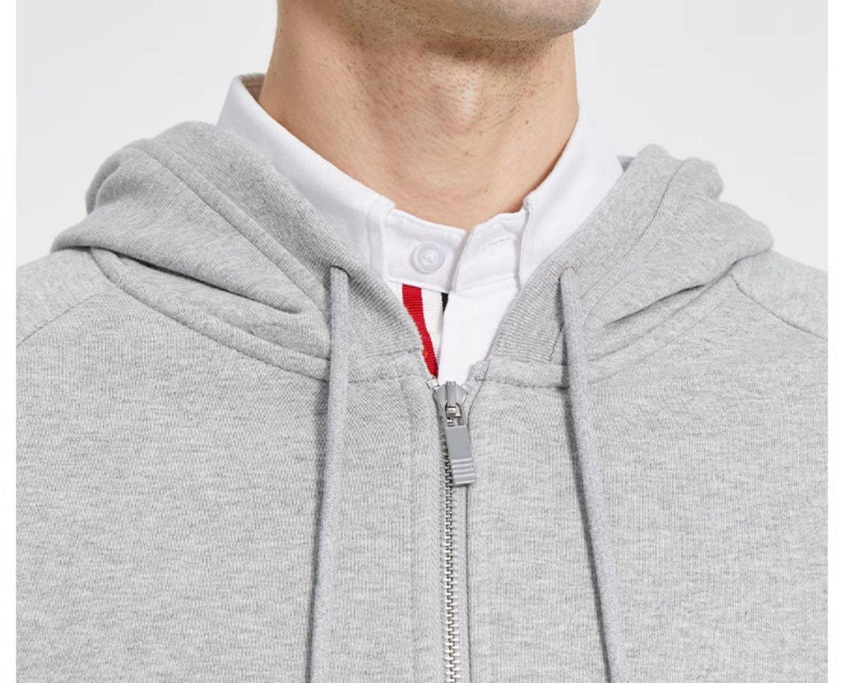 Unisex jacket by Thom Browne, garment detail view
