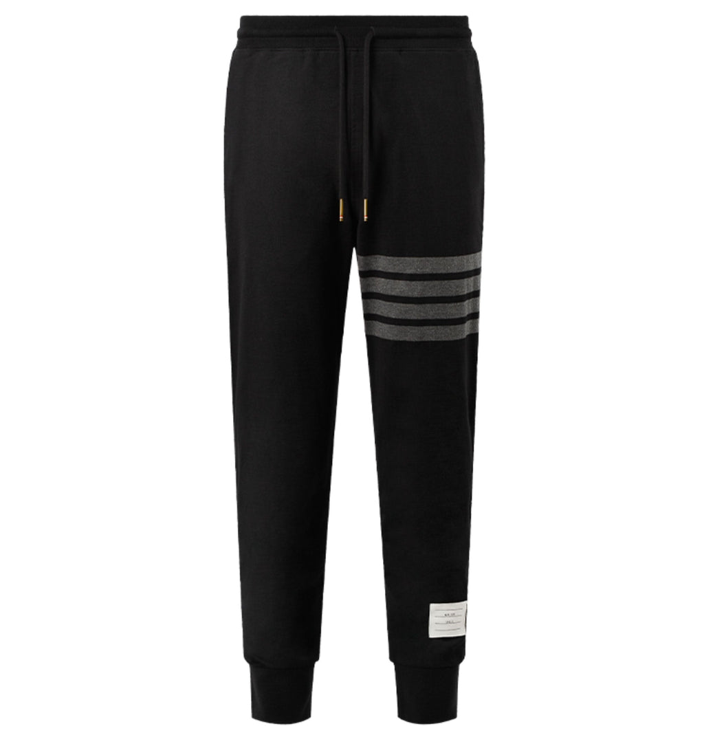 Thom Browne Style Men's Casual Sweatpants - Cotton Signature Four-Bar Detail - Image 8