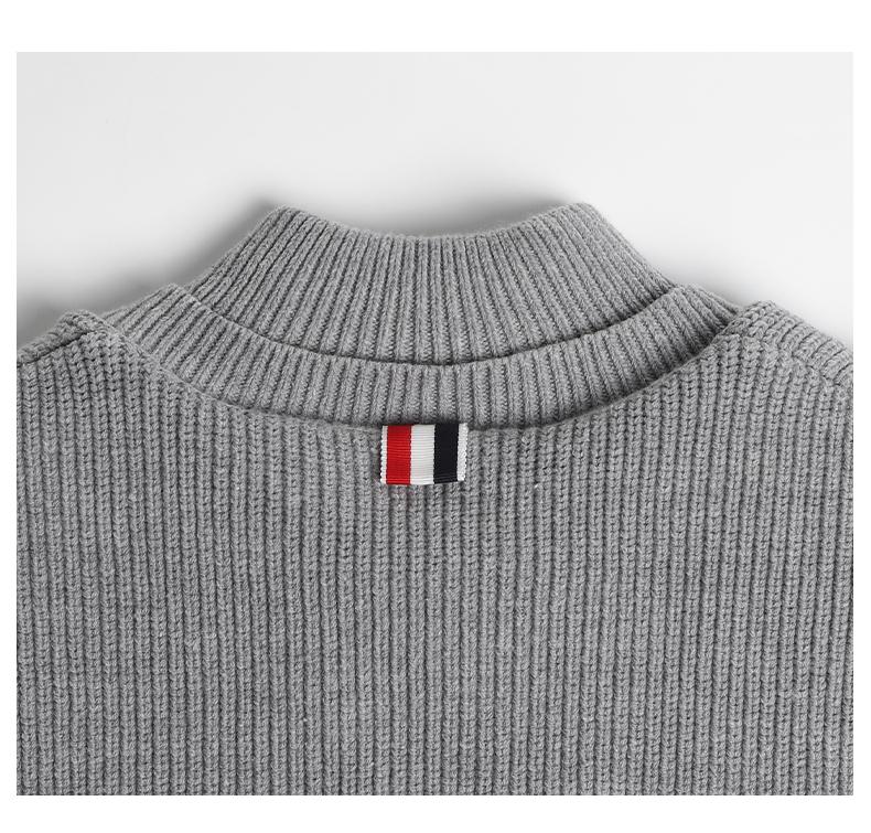 Unisex double-sided fake two-piece jacket by Thom Browne, outerwear detail view