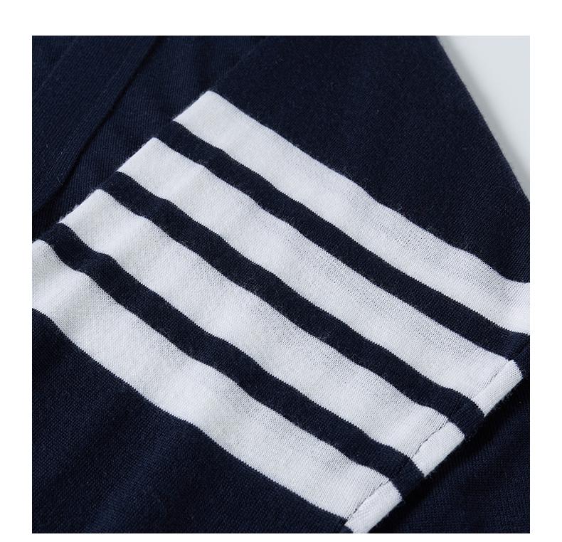 Unisex V-neck thin cardigan by Thom Browne, knitwear detail view