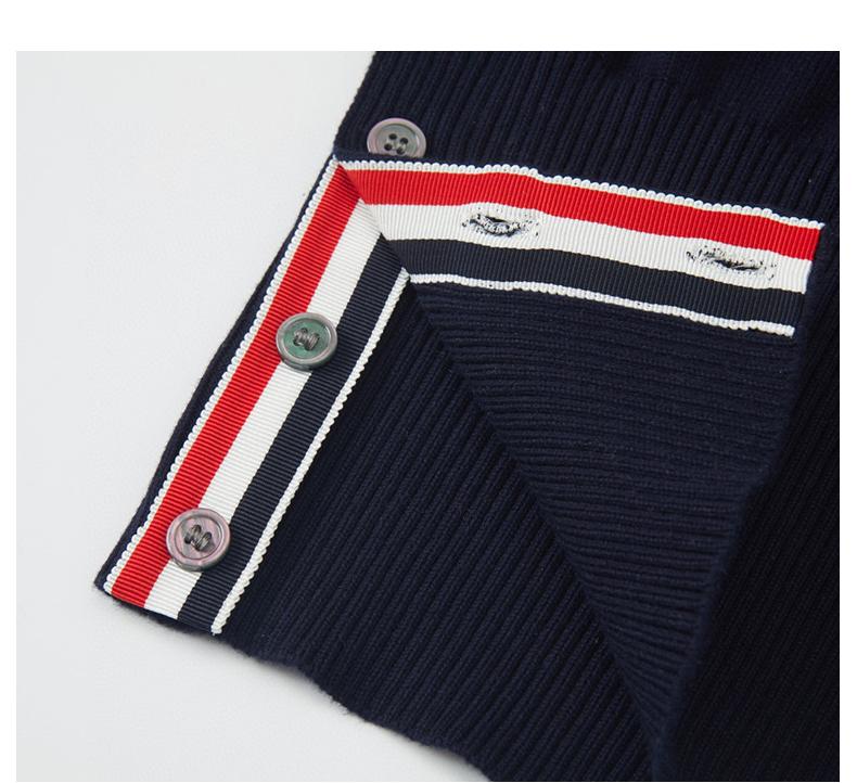 Four-Bar Knit Sweater Vest by Thom Browne, knitwear detail view