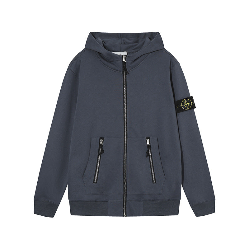 Stone Island Compass-Embroidered Zip-Up Hoodie
