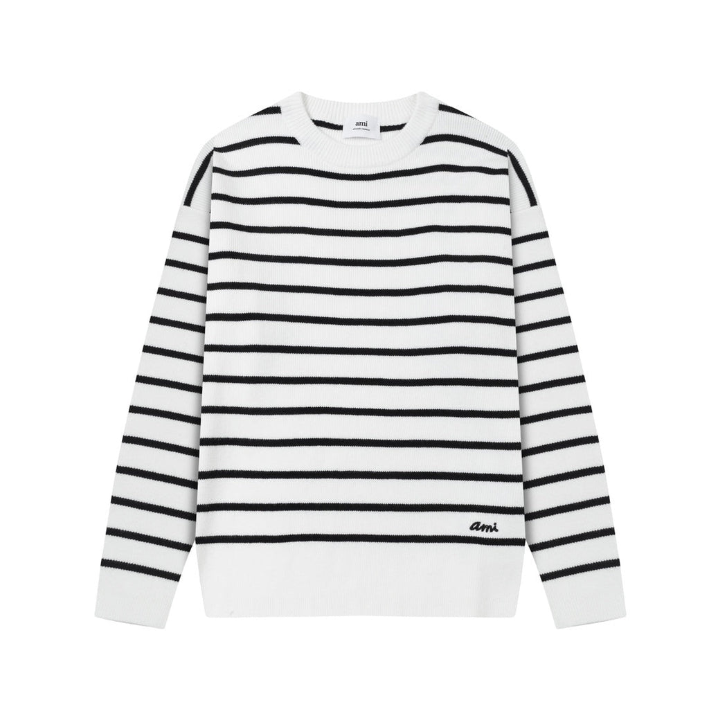 AMI Paris Striped Wool-Blend Sweater