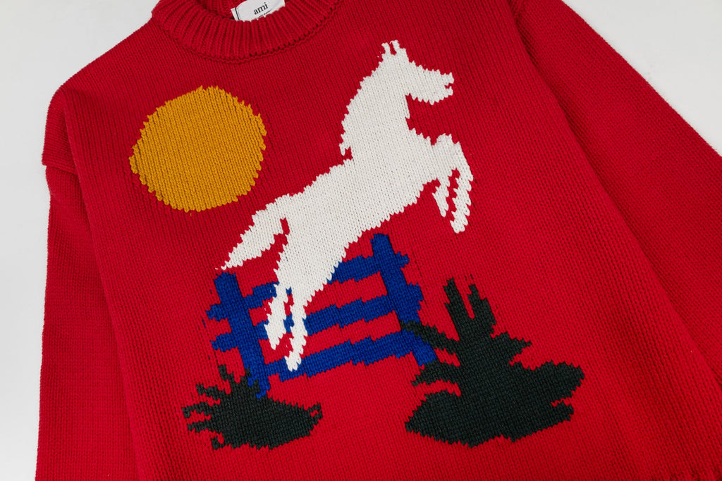 Jacquard Heart Crewneck Sweater