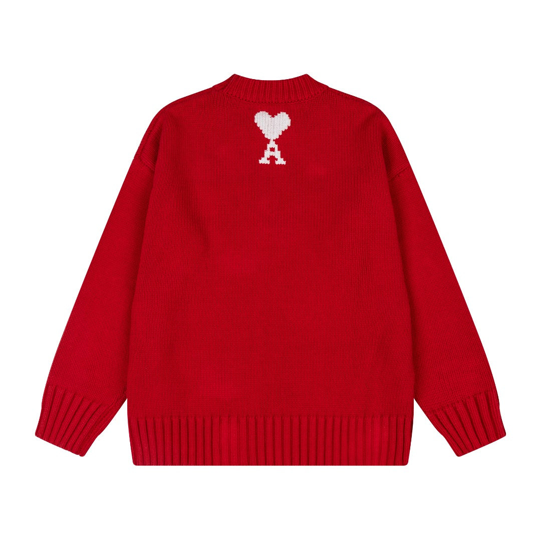 Jacquard Heart Crewneck Sweater