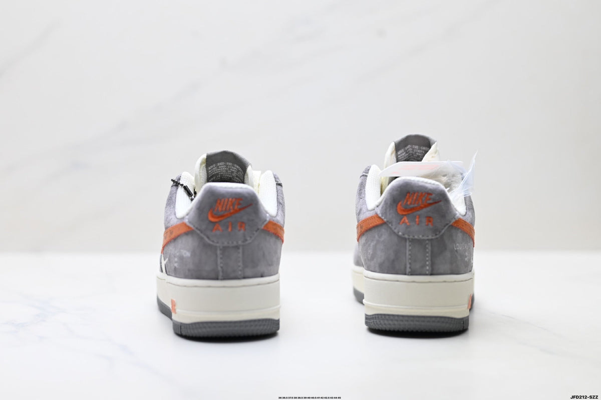 Nike Air Force 1 '07 LV8 Monogram Graphic Low-Top Sneakers – Grey/Orange