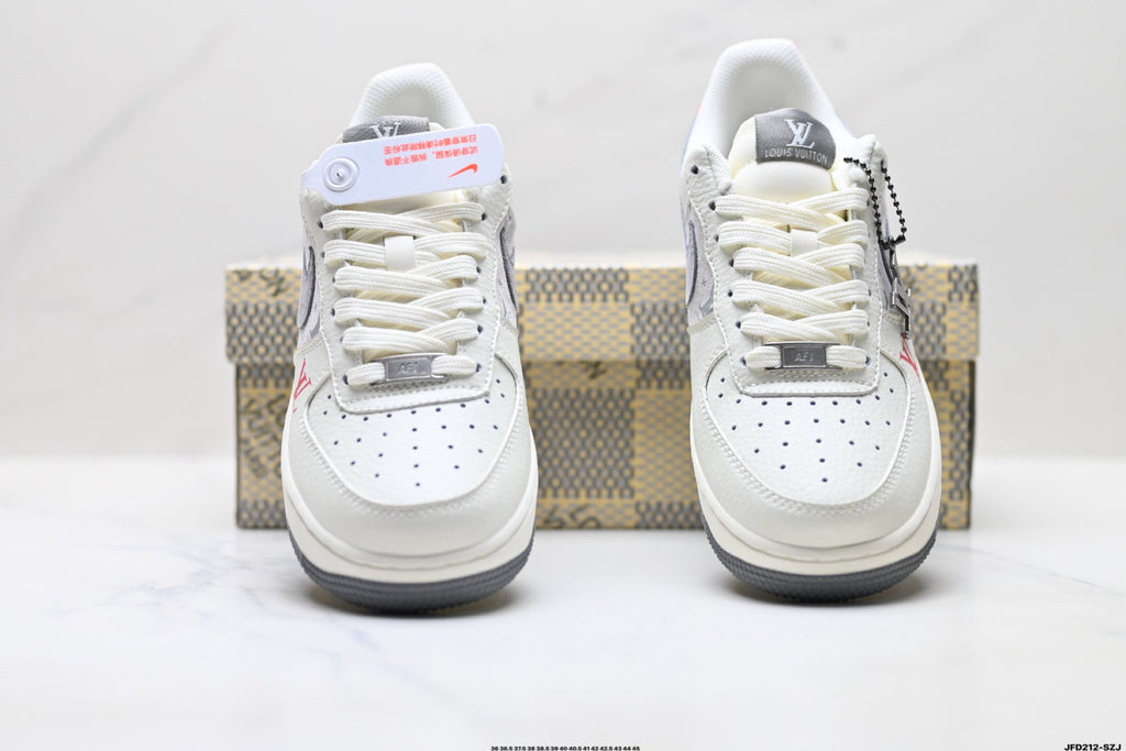 Nike Air Force 1 '07 LV8 Monogram Graphic Low-Top Sneakers – White/Grey/Red