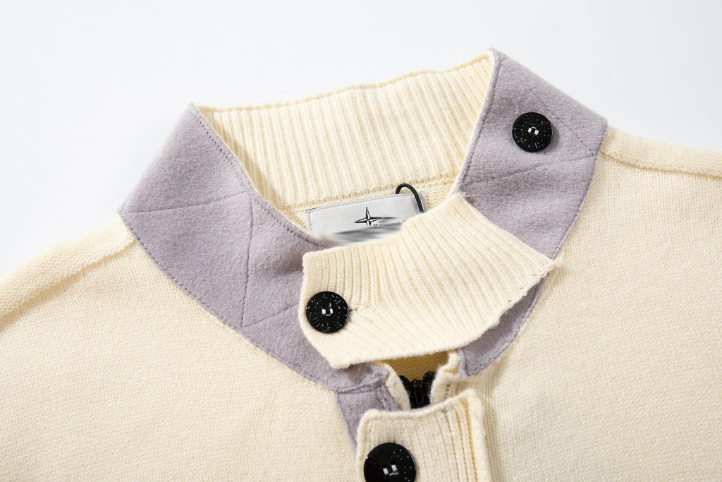 Stone Island Badge Sleeve Patch Button-Front Knit Cardigan