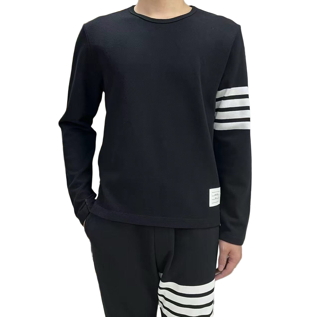 Classic Four-Bar Wool T-Shirt by Thom Browne, product detail view