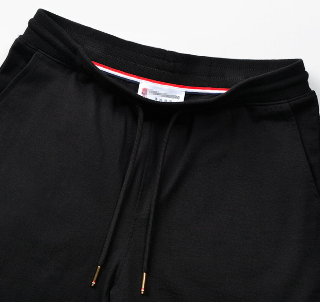 Thom Browne Style Men's Casual Sweatpants - Cotton Signature Four-Bar Detail - Image 3