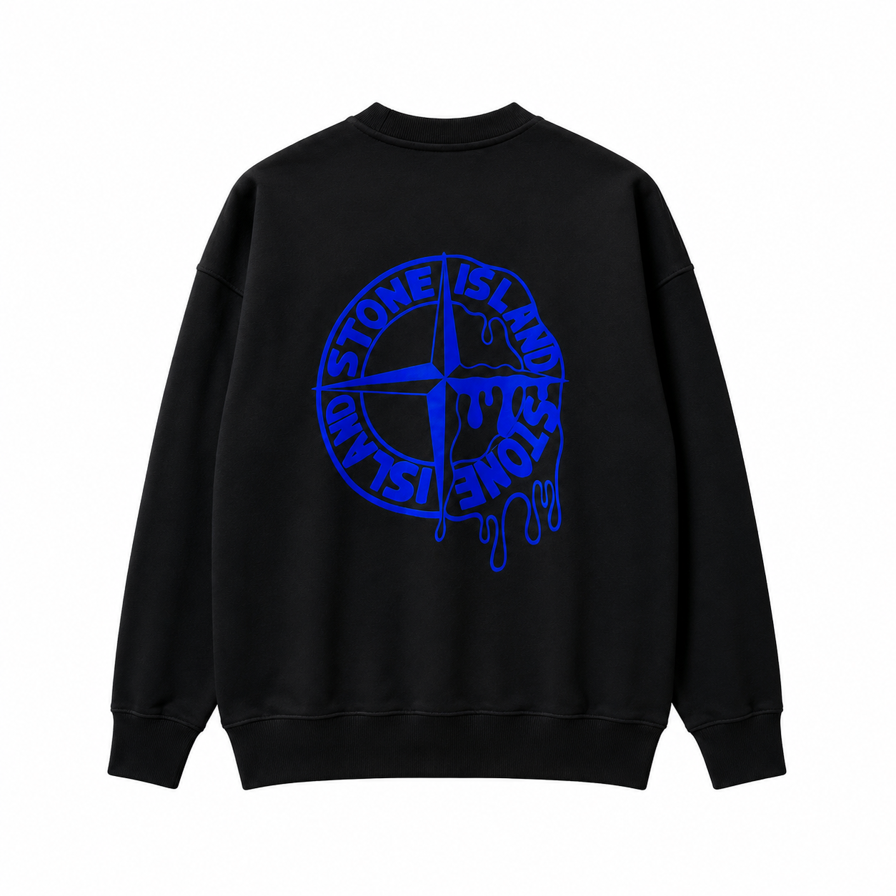 Stone Island Letter Graphic Flocked Terry Crewneck Sweatshirt