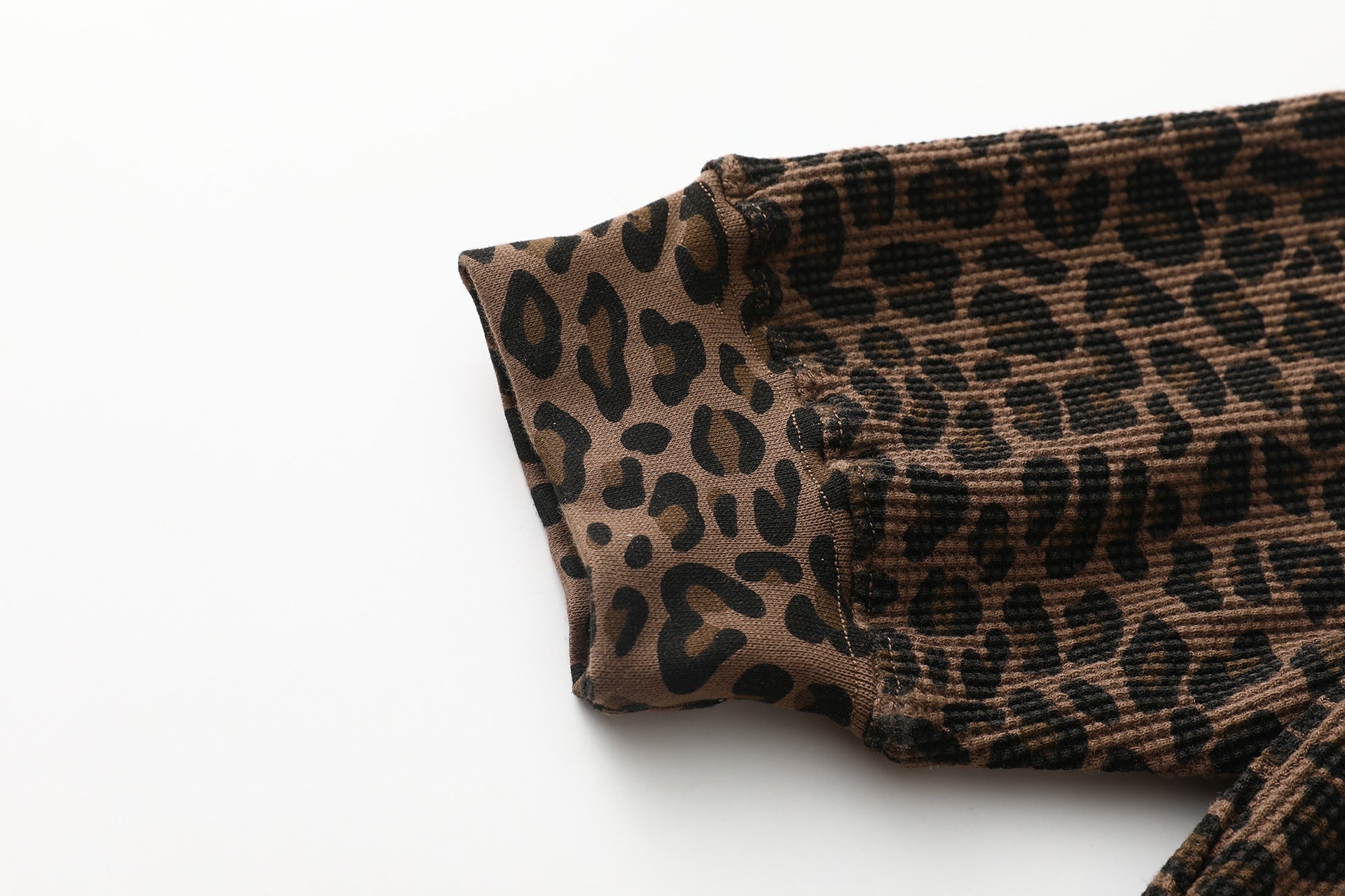Leopard Waffle-Knit Zip-Up Hoodie