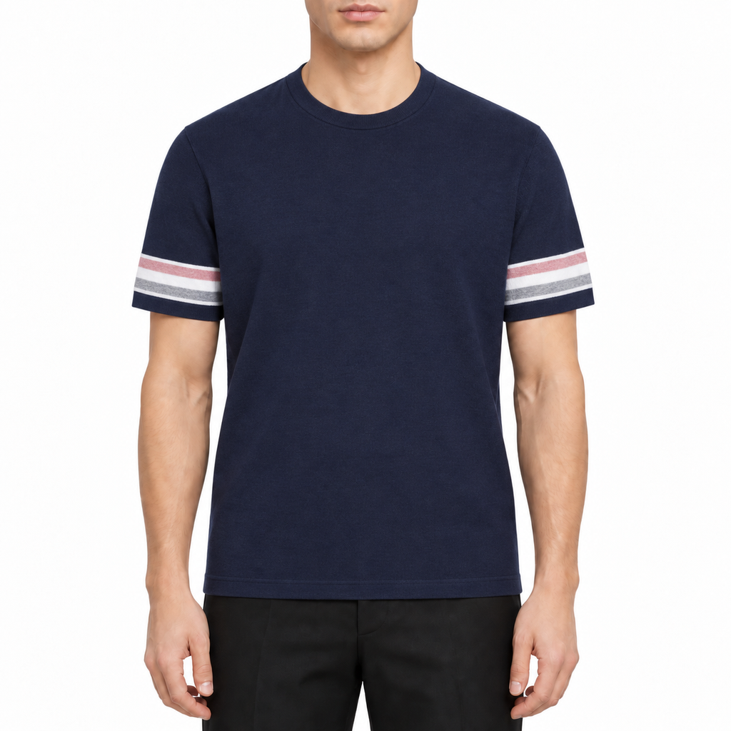 Men Cotton T-shirts by Thom Browne, modeled on a pure white background