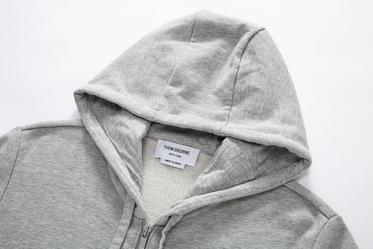 Four-bar Hoodie by Thom Browne, garment detail view