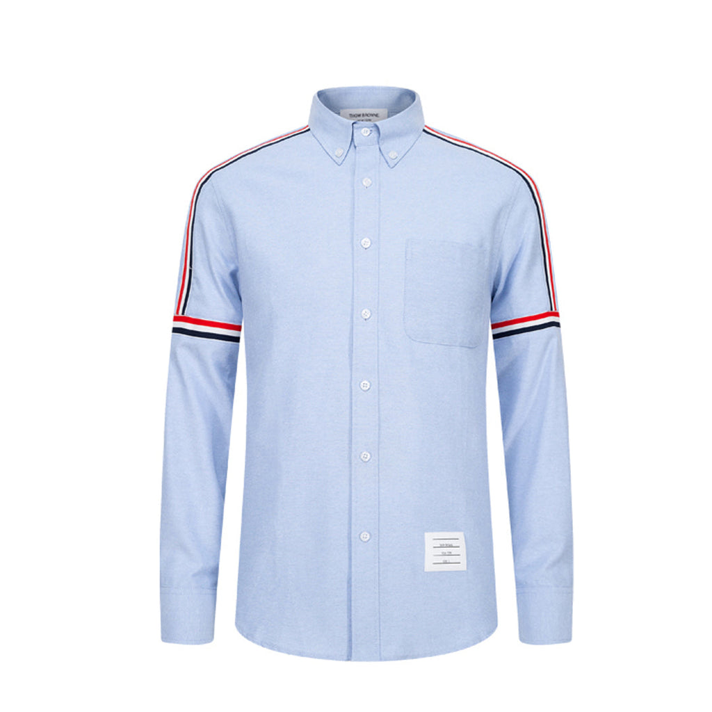 Classic Four-Bar Solid Dress Shirt by Thom Browne, shirt detail view