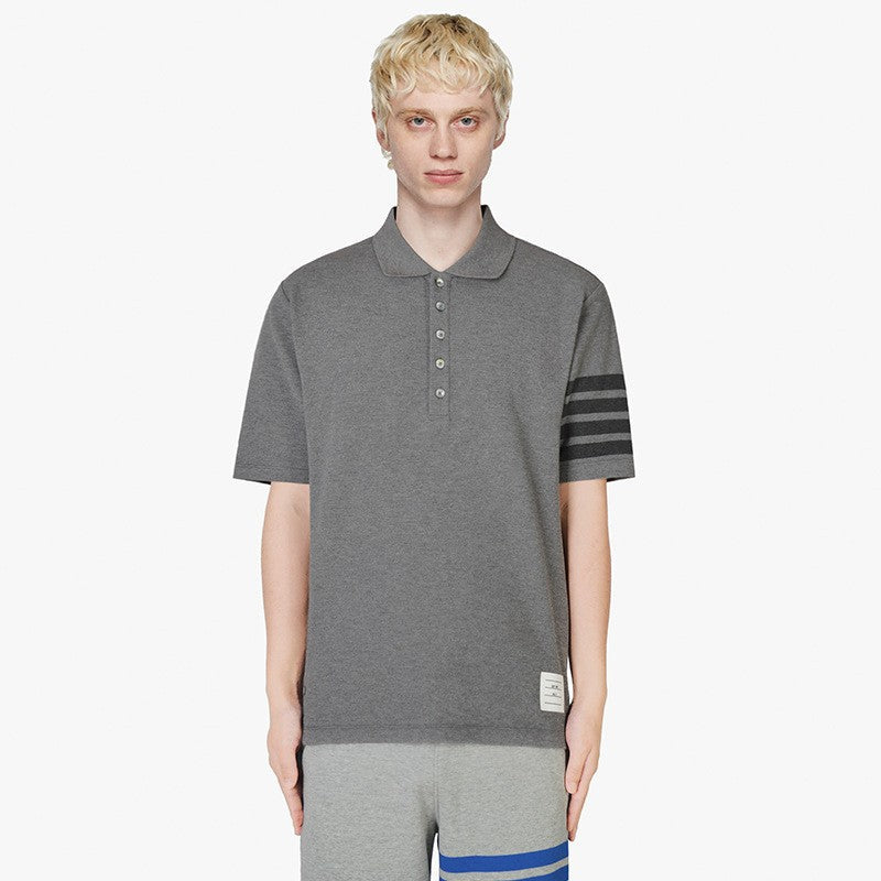 Men's Classic Four-Bar Polo Shirt by Thom Browne, product detail view