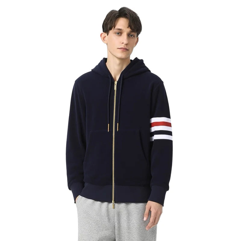 Men's Four-Pole Hoodie by Thom Browne, garment detail view