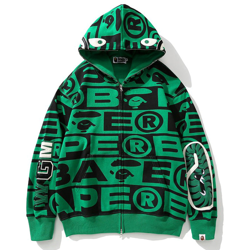 Bape Fully printed shark hooded sweatshirt zipper jacket - image 2