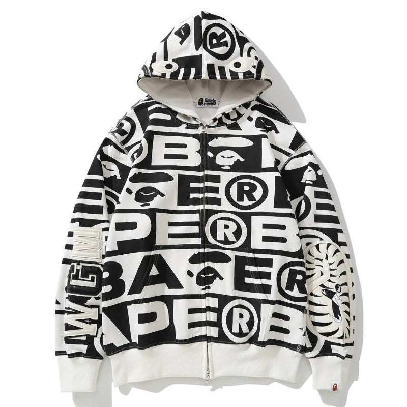 Bape Fully printed shark hooded sweatshirt zipper jacket - image 3
