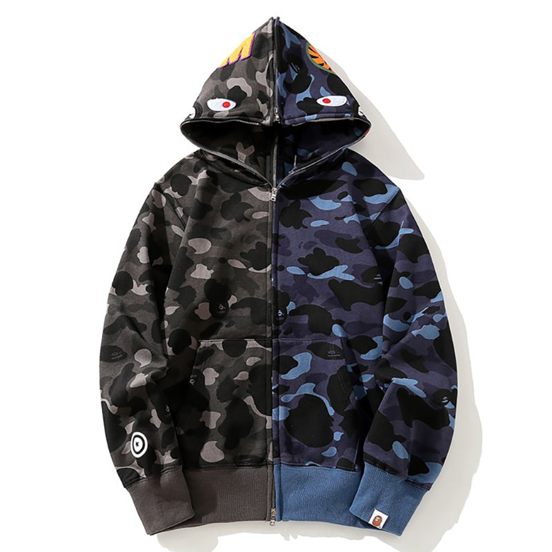 BAPE Camo Shark Zipper splicing Hoodies - image 5
