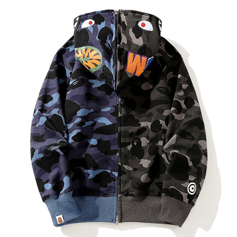 BAPE Camo Shark Zipper splicing Hoodies - image 7