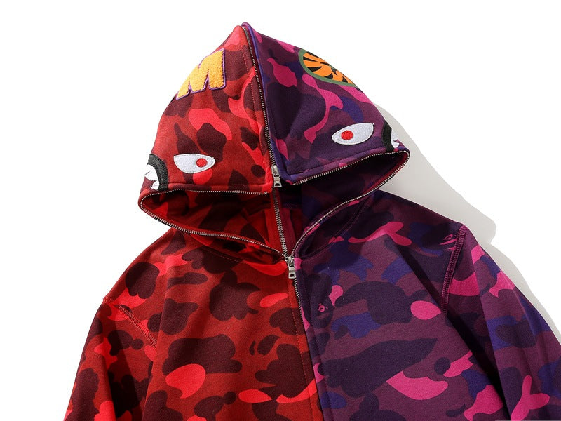 BAPE Camo Shark Zipper splicing Hoodies - image 9