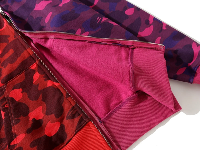 BAPE Camo Shark Zipper splicing Hoodies - image 12