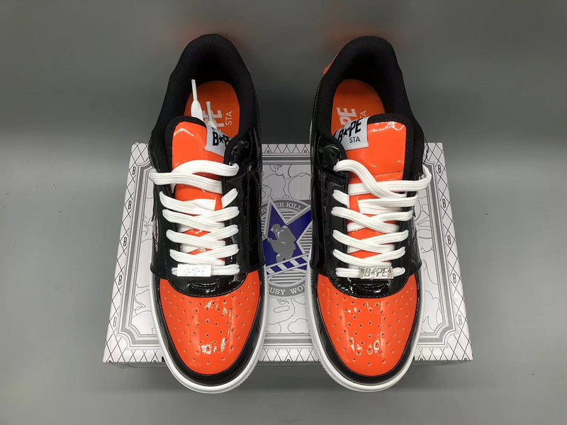 A Bathing Ape Bape Sta Low Mad Shark Black Orange - image 4