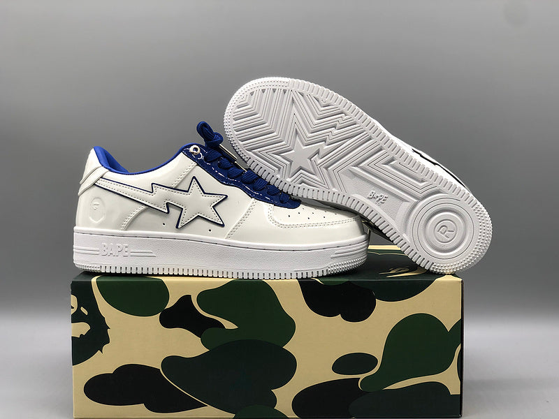 A BATHING APE Bape white & navy patent leather sneakers - image 6