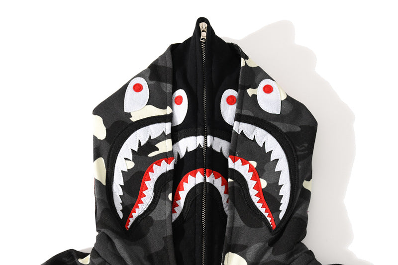 BAPE Glow Camo Shark Wide Full Zip Double Hoodies - image 8