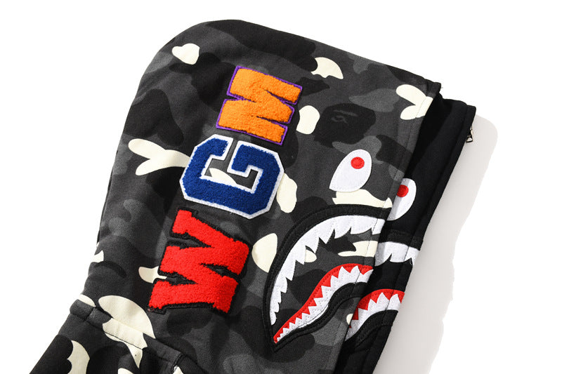 BAPE Glow Camo Shark Wide Full Zip Double Hoodies - image 9