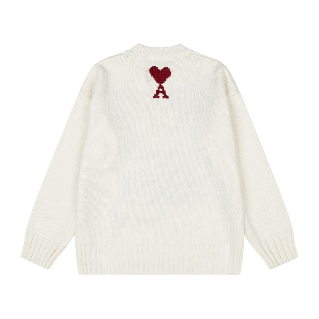 Jacquard Heart Crewneck Sweater
