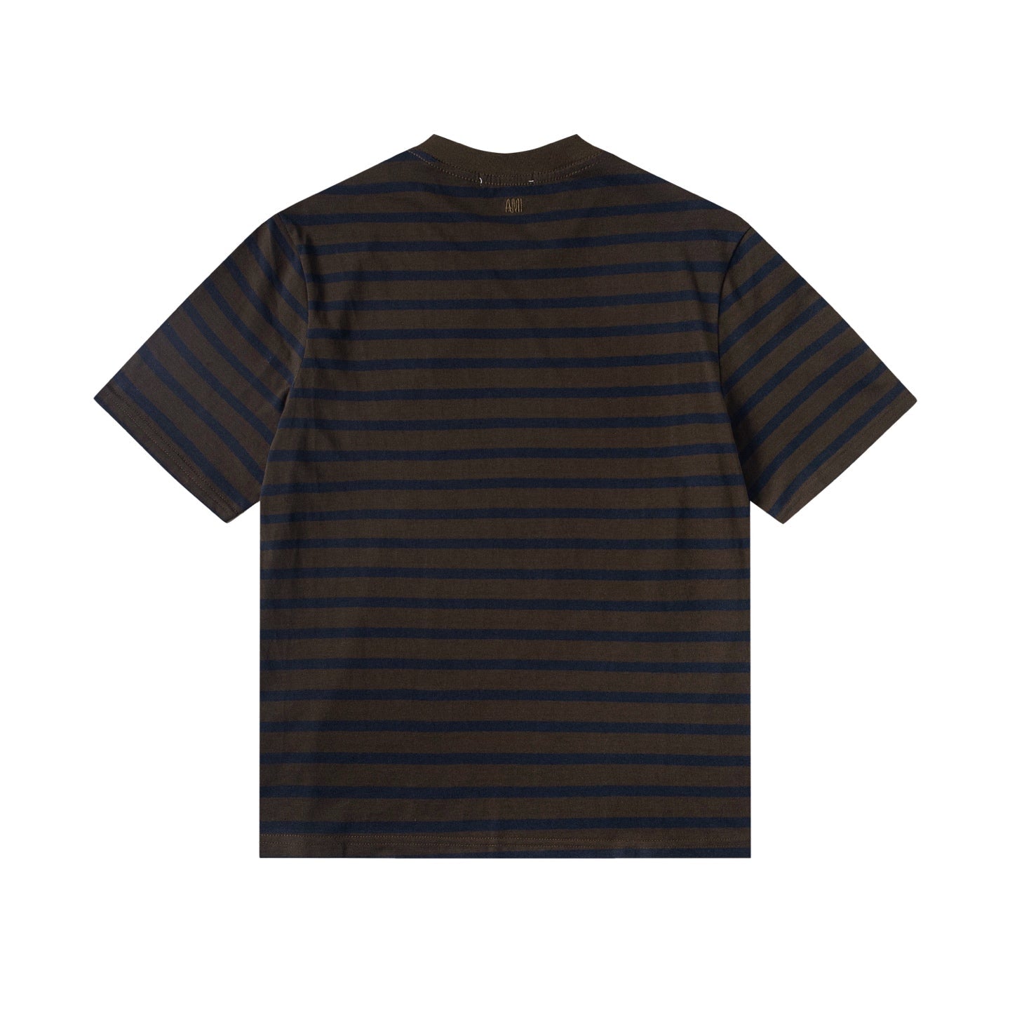 Heart Embroidery Striped Short-Sleeve T-Shirt ¨C Gray & Brown