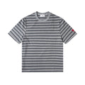 Heart Embroidery Striped Short-Sleeve T-Shirt ¨C Gray & Brown
