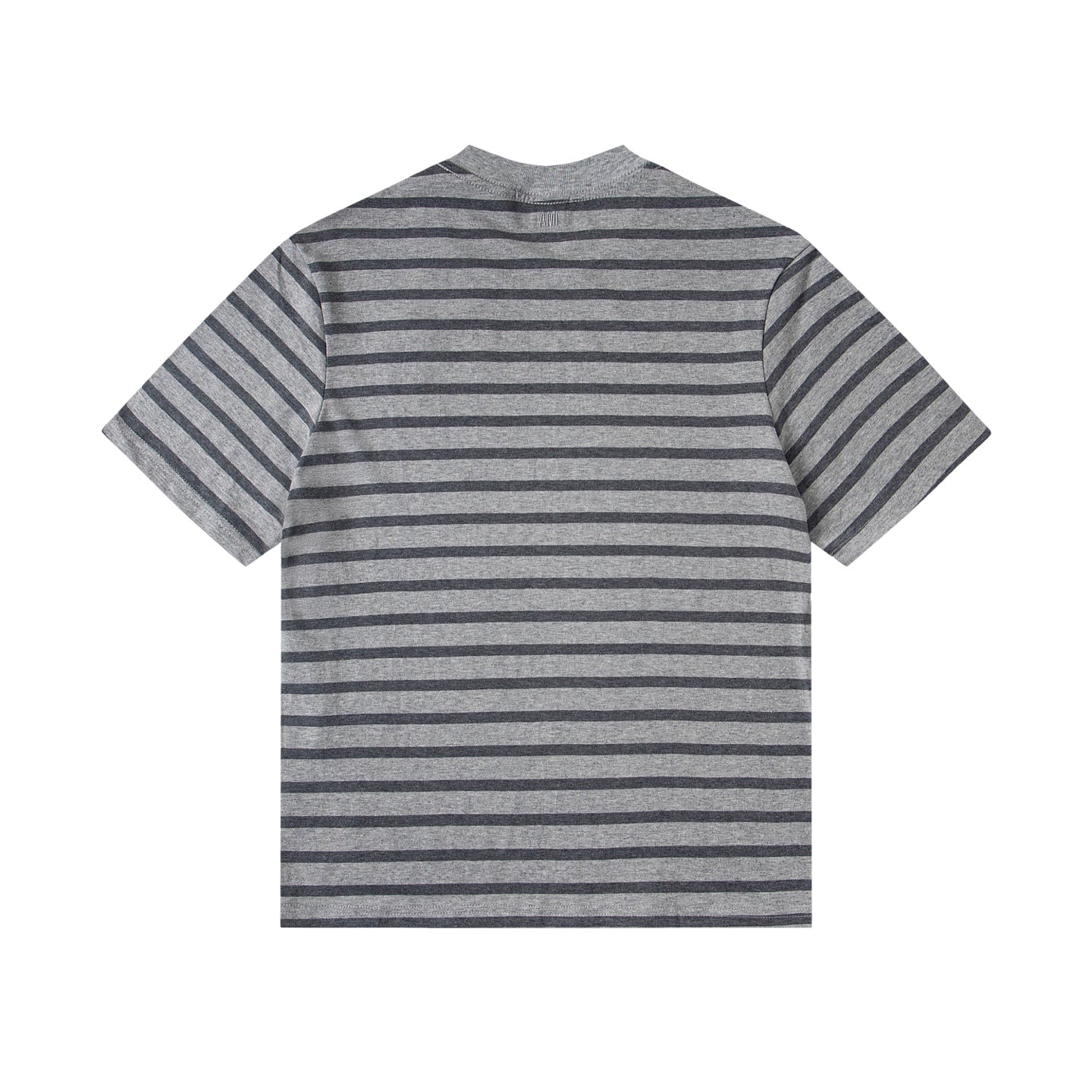 Heart Embroidery Striped Short-Sleeve T-Shirt ¨C Gray & Brown