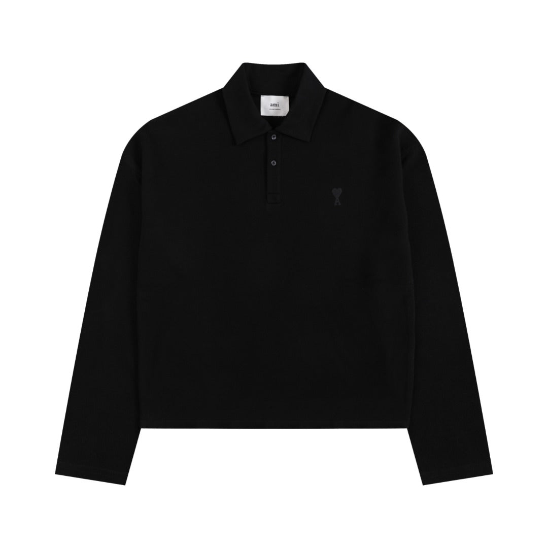 Heart Embroidery Long-Sleeve Polo Shirt ¨C 5 Colors