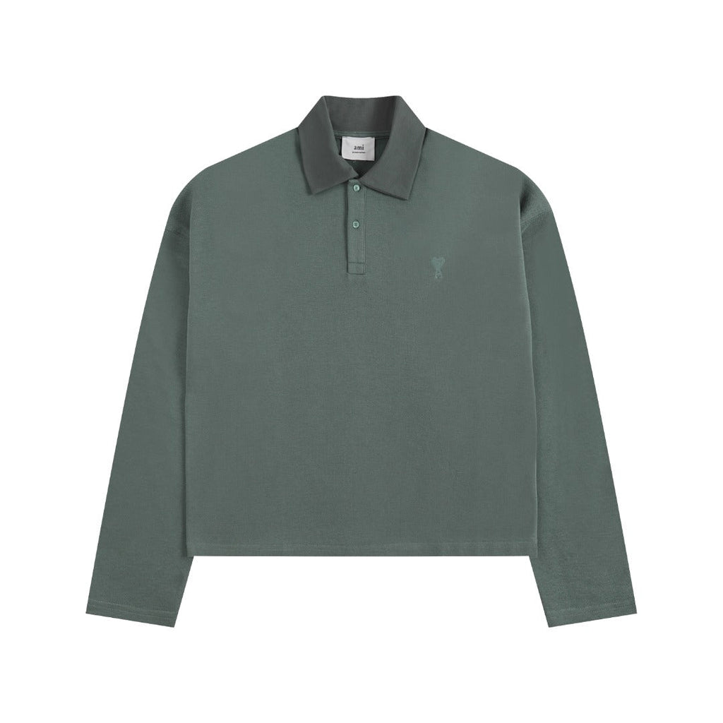 Heart Embroidery Long-Sleeve Polo Shirt ¨C 5 Colors