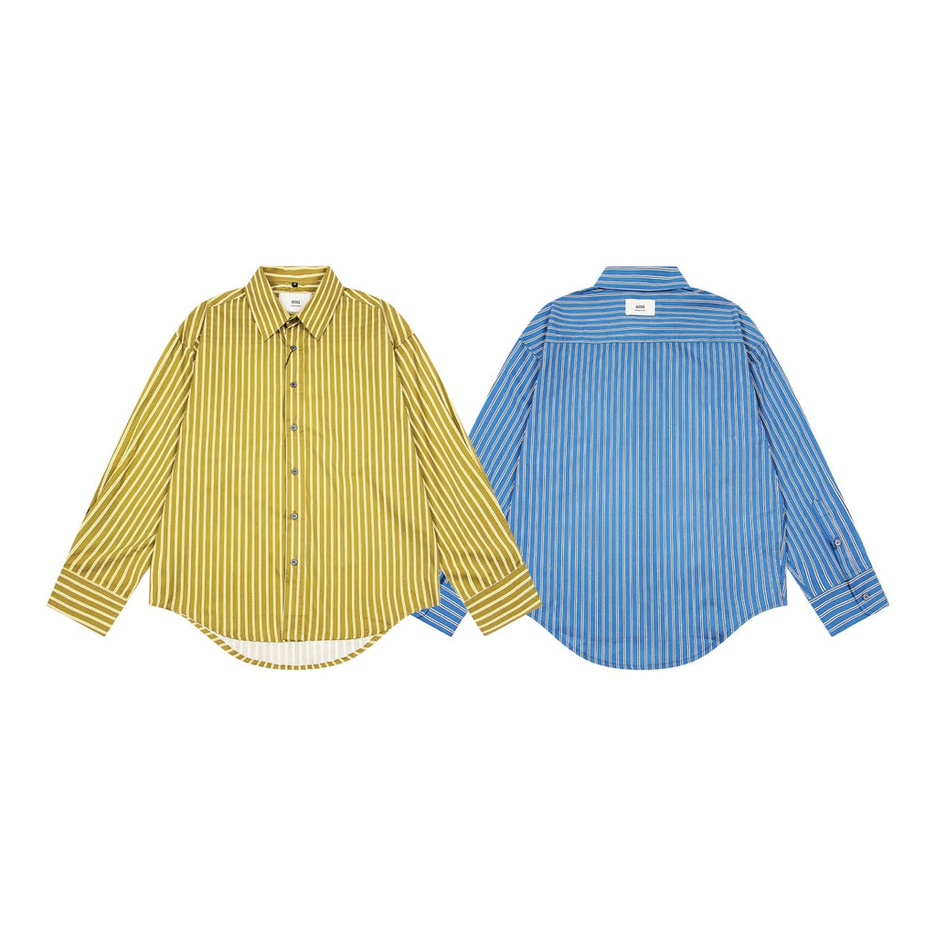 Unisex Vertical Striped Long-Sleeve Shirt