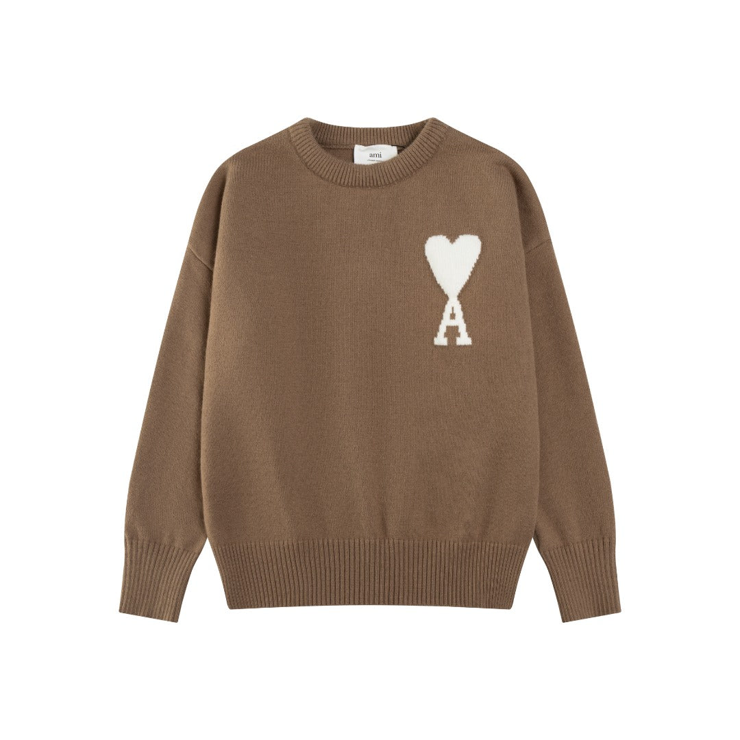 Jacquard Heart Crew Neck Sweater