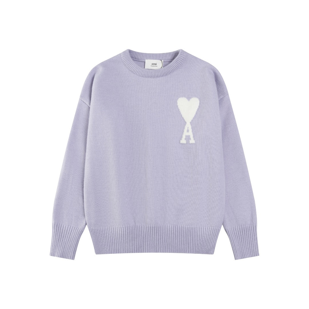 Jacquard Heart Crew Neck Sweater