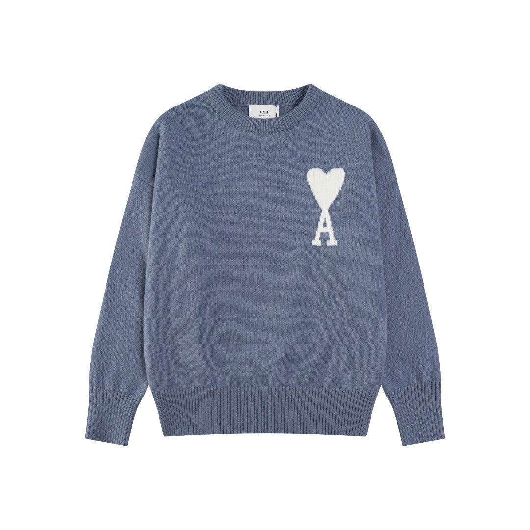 Jacquard Heart Crew Neck Sweater