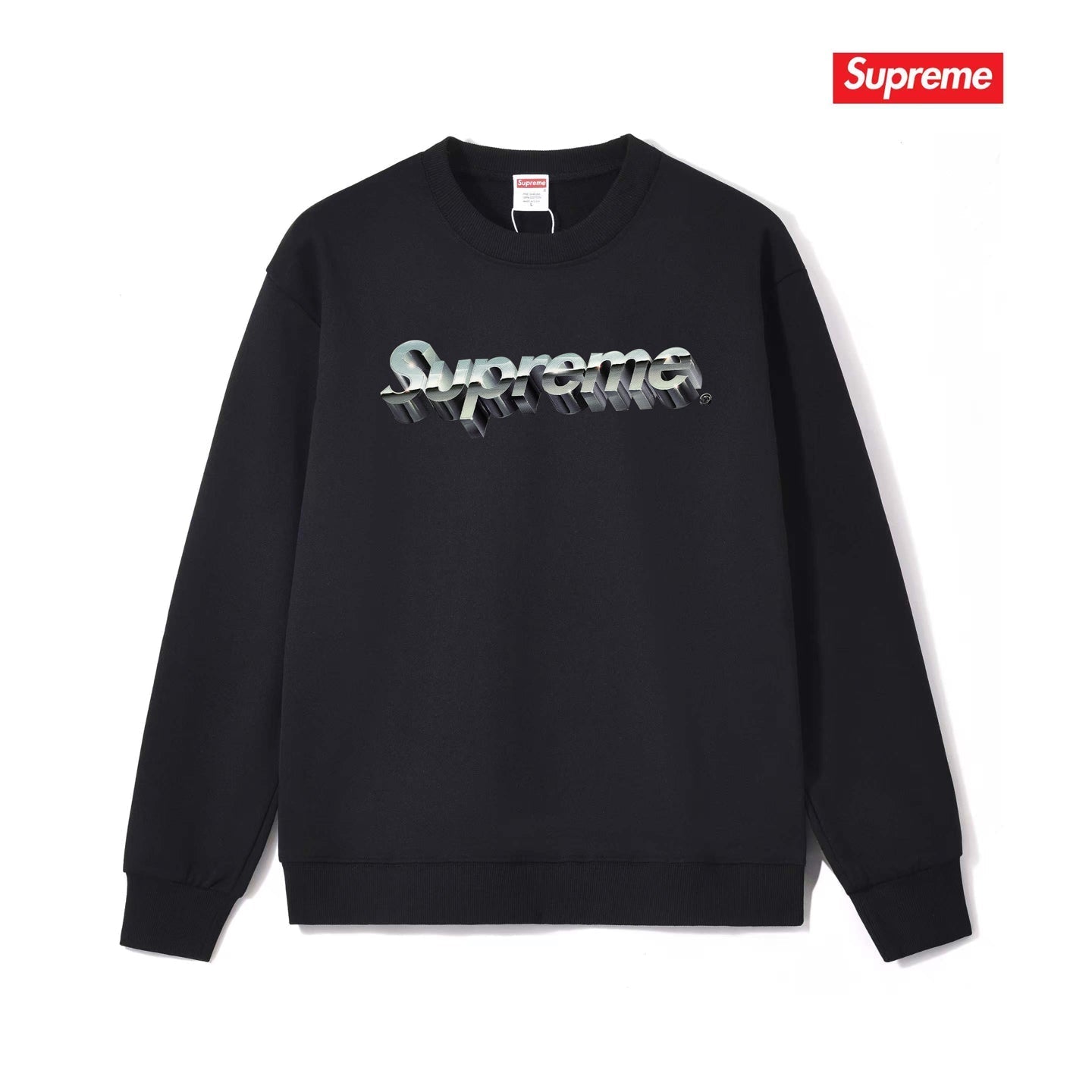 3D Logo Print Crew Neck Sweatshirt THOM TREND