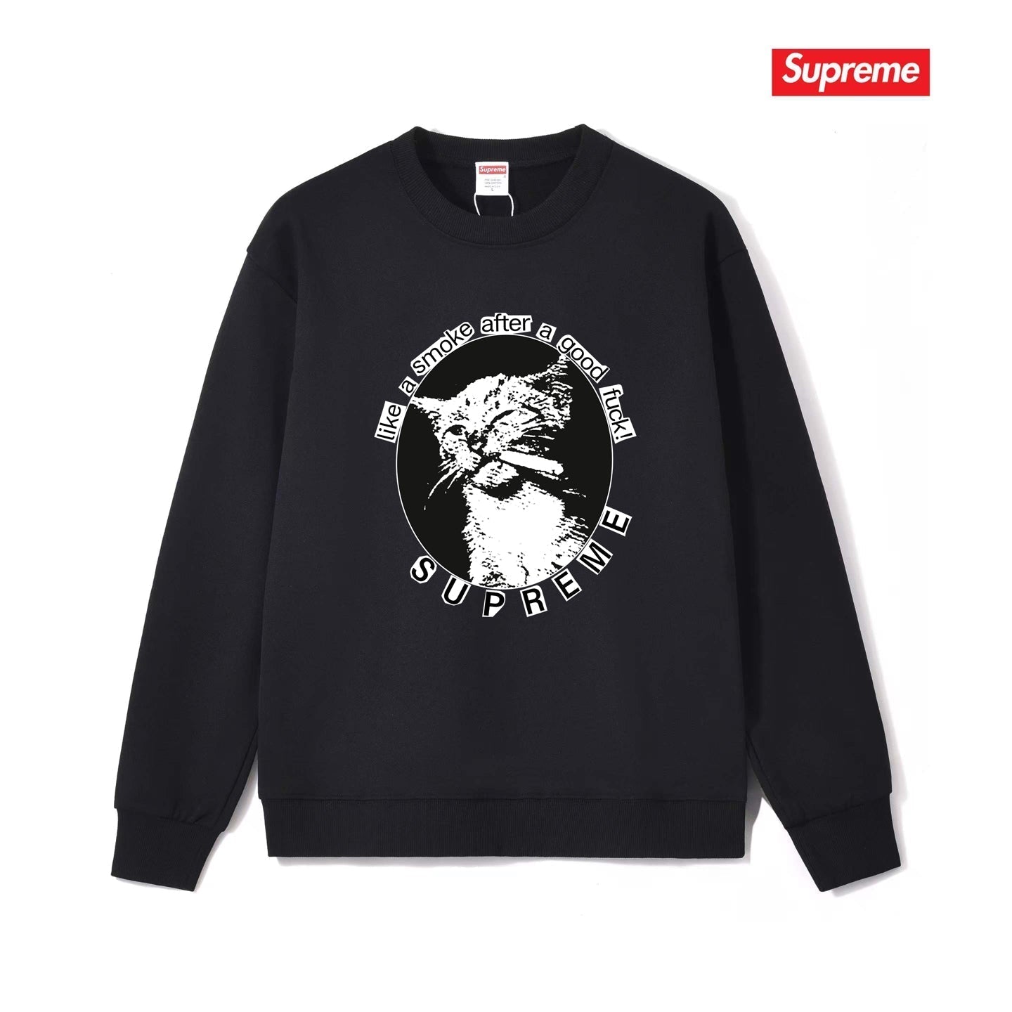Kitten Graphic Crew Neck Sweatshirt THOM TREND