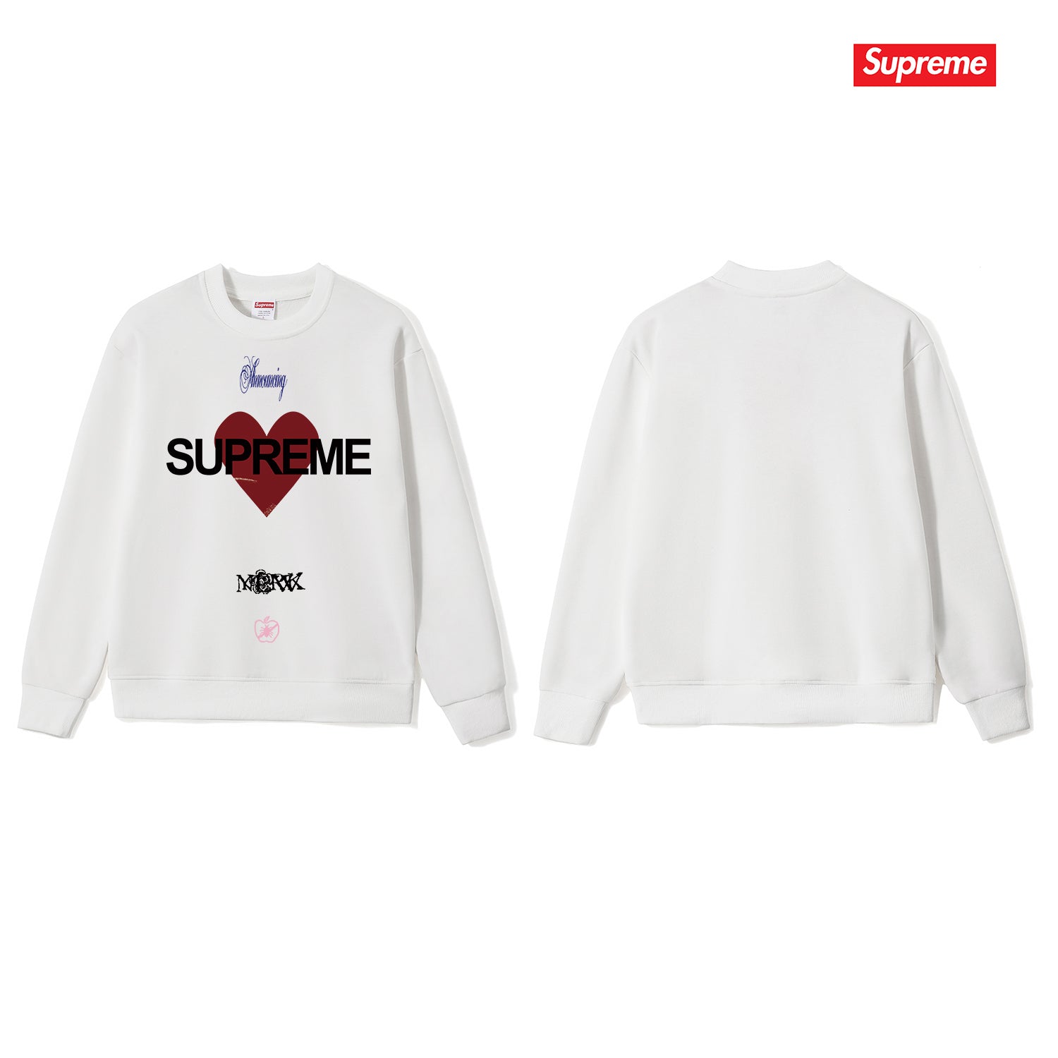 Heart Print Crew Neck Sweatshirt THOM TREND
