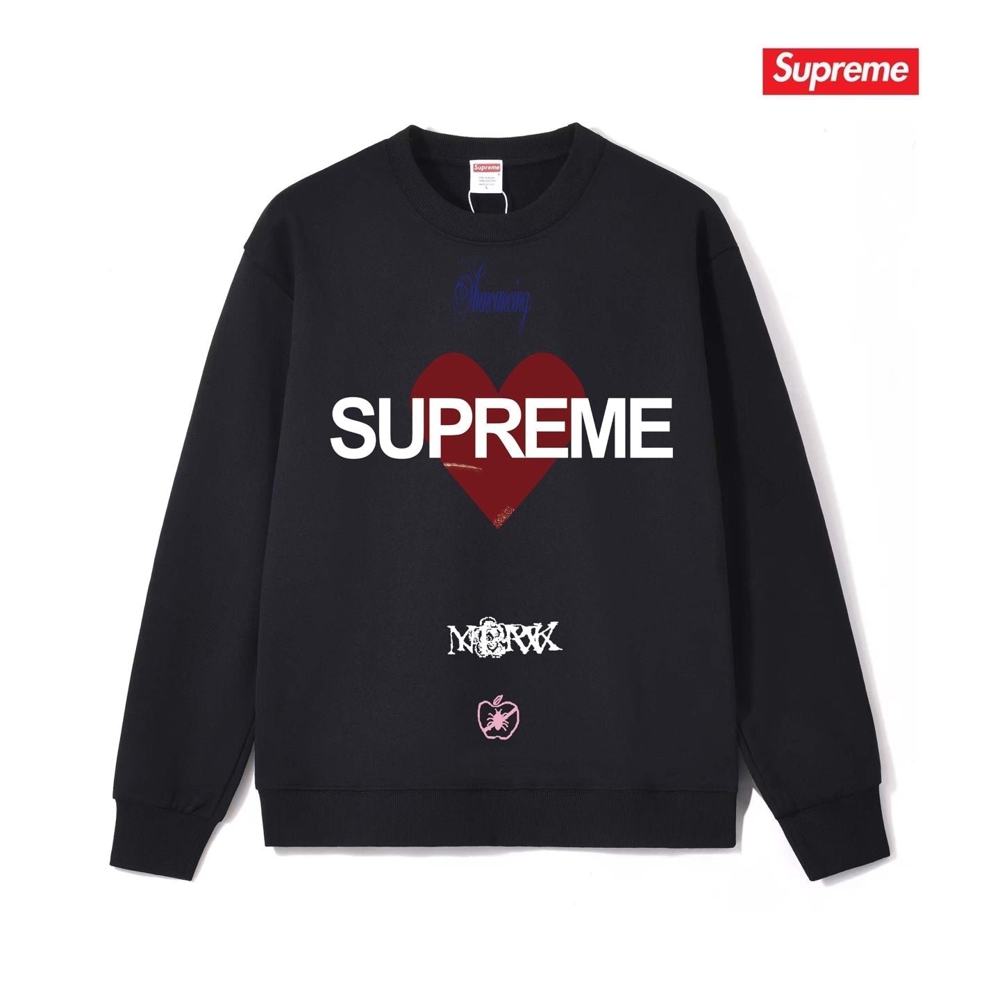 Heart Print Crew Neck Sweatshirt THOM TREND